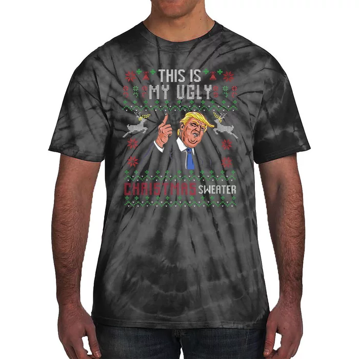 Trump 2024 Funny Xmas Ugly Sweater Thanksgiving Tie-Dye T-Shirt