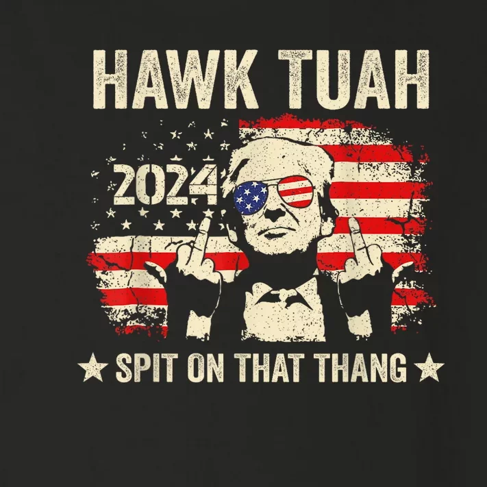 Trump 2024 Flag Funny Hawk Tush Middle Finger 24 Vote Trump Toddler Long Sleeve Shirt