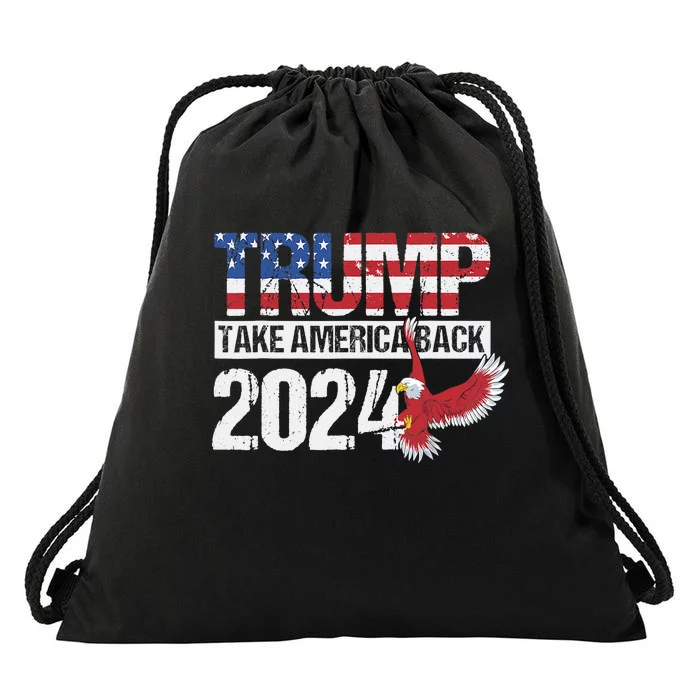 Trump 2024 Flag Take America Back Trump 2024 Drawstring Bag