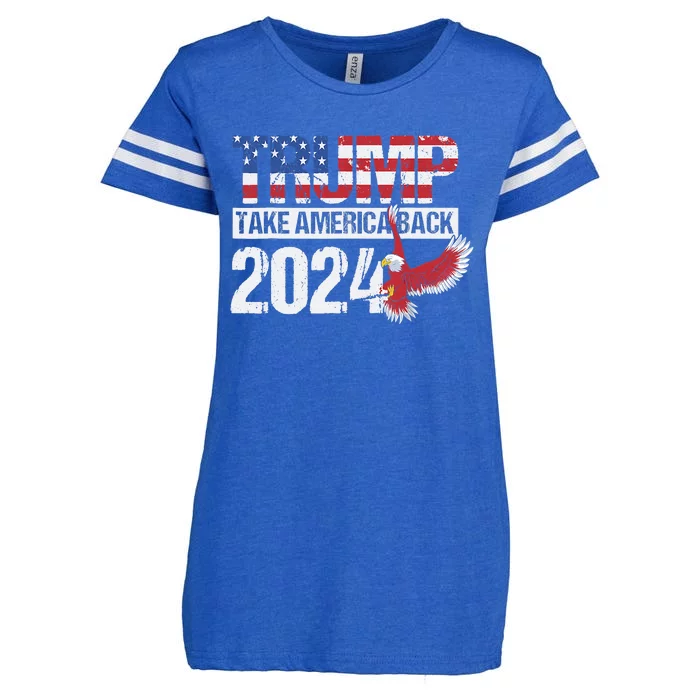 Trump 2024 Flag Take America Back Trump 2024 Enza Ladies Jersey Football T-Shirt