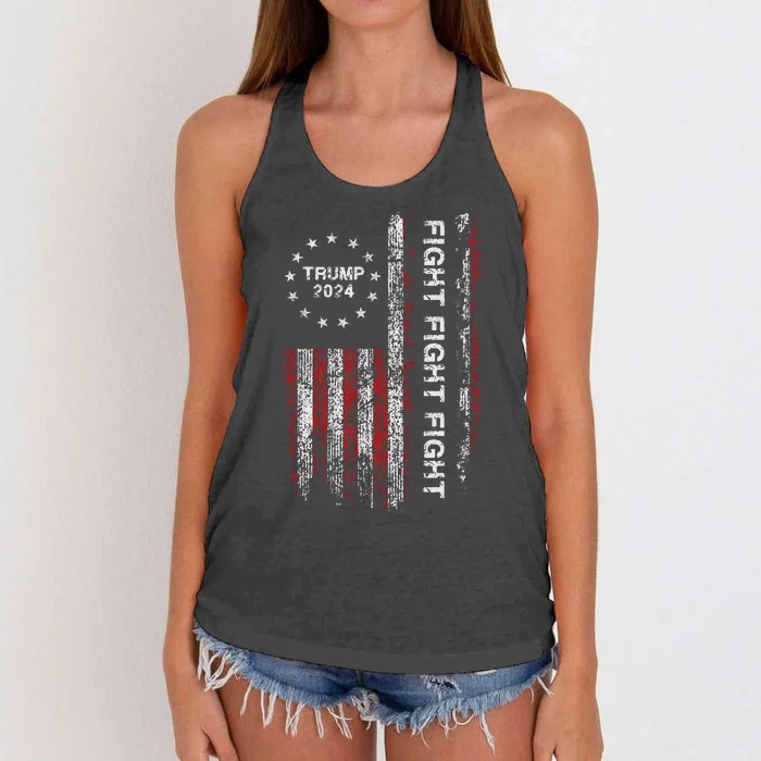 Trump 2024 Fight Fight Fight Trump President Election 2024 Women's Knotted Racerback Tank