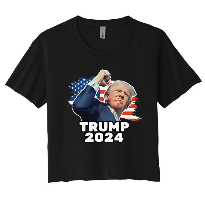 Trump 2024 Fist Pump Women's Crop Top Tee