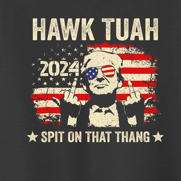 Trump 2024 Flag Funny Hawk Tush Middle Finger 24 Vote Trump Toddler T-Shirt