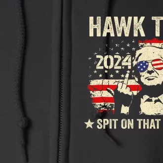 Trump 2024 Flag Funny Hawk Tush Middle Finger 24 Vote Trump Full Zip Hoodie