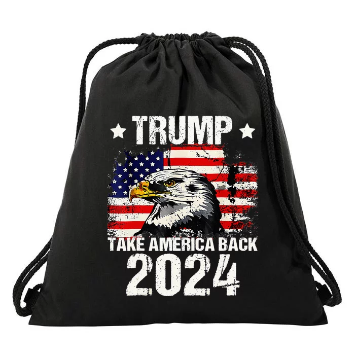 Trump 2024 flag take America back Trump 2024 Drawstring Bag