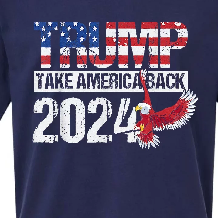 Trump 2024 Flag Take America Back 4th Of July Trump 2024 Sueded Cloud Jersey T-Shirt