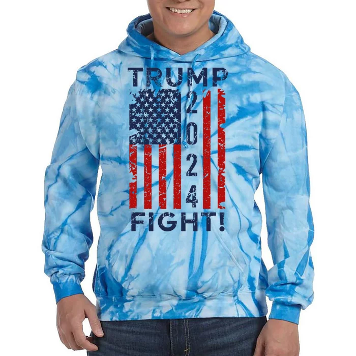 Trump 2024 Fight Fight Fight Tie Dye Hoodie