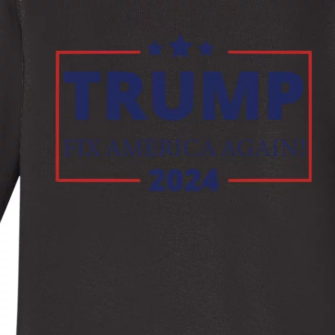 Trump 2024 Fix America Again Baby Long Sleeve Bodysuit