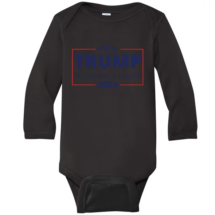 Trump 2024 Fix America Again Baby Long Sleeve Bodysuit