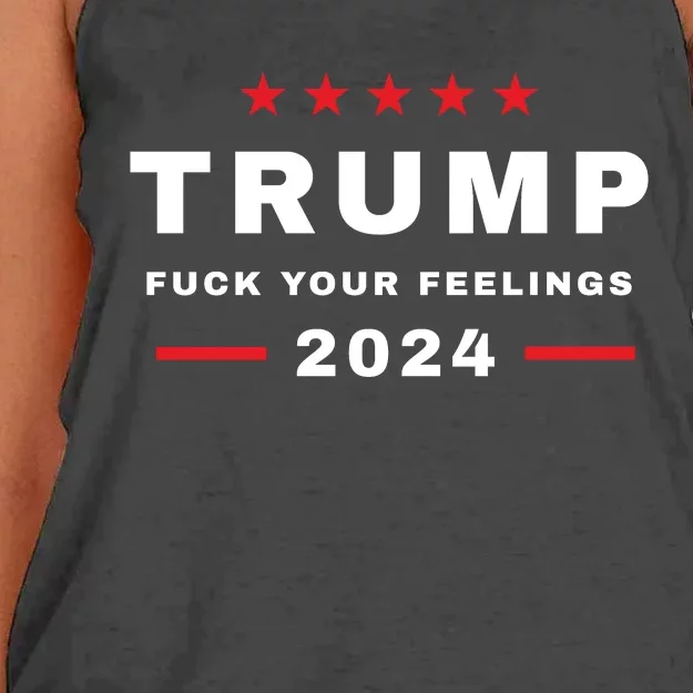 Trump 2024 Fuck Your Feelings Women's Knotted Racerback Tank