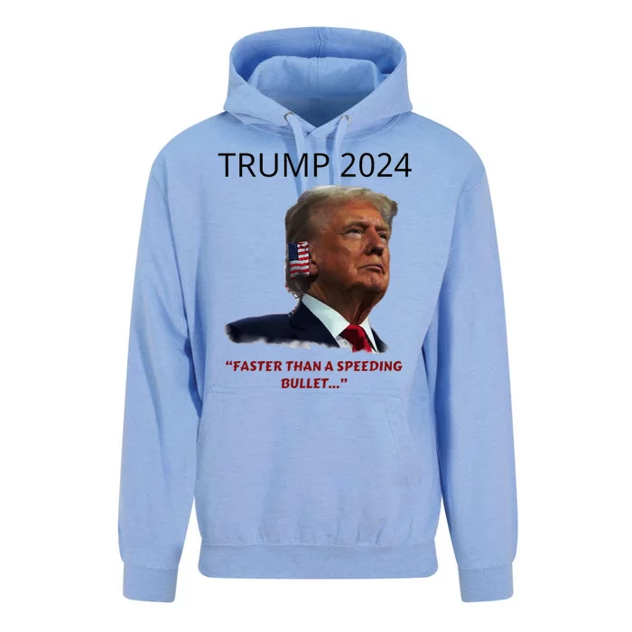 Trump 2024 Faster Than A Speeding Bullet Patriotic Graphic Unisex Surf Hoodie