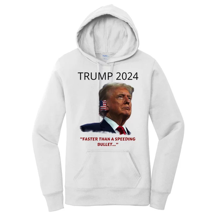 Trump 2024 Faster Than A Speeding Bullet Patriotic Graphic Women's Pullover Hoodie