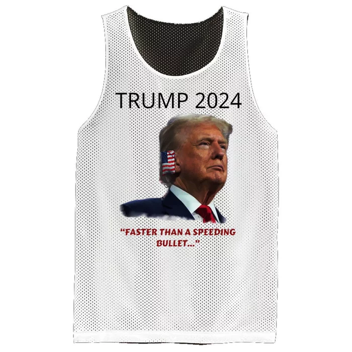 Trump 2024 Faster Than A Speeding Bullet Patriotic Graphic Mesh Reversible Basketball Jersey Tank