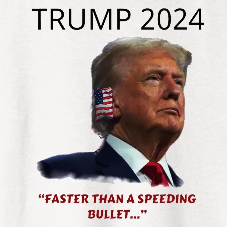 Trump 2024 Faster Than A Speeding Bullet Patriotic Graphic Women's Crop Top Tee