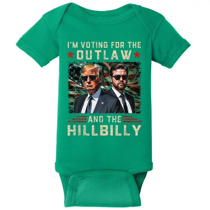 Trump 2024 Flag Outlaw Hillbilly J.D.Vance 2024 Donald Trump Gift Baby Bodysuit