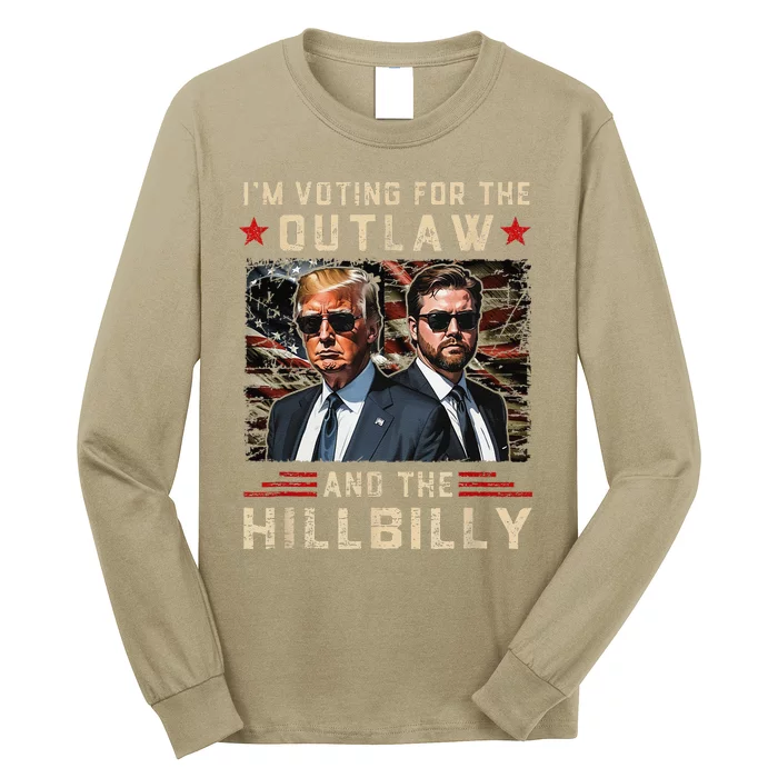 Trump 2024 Flag Outlaw Hillbilly J.D.Vance 2024 Donald Trump Gift Long Sleeve Shirt