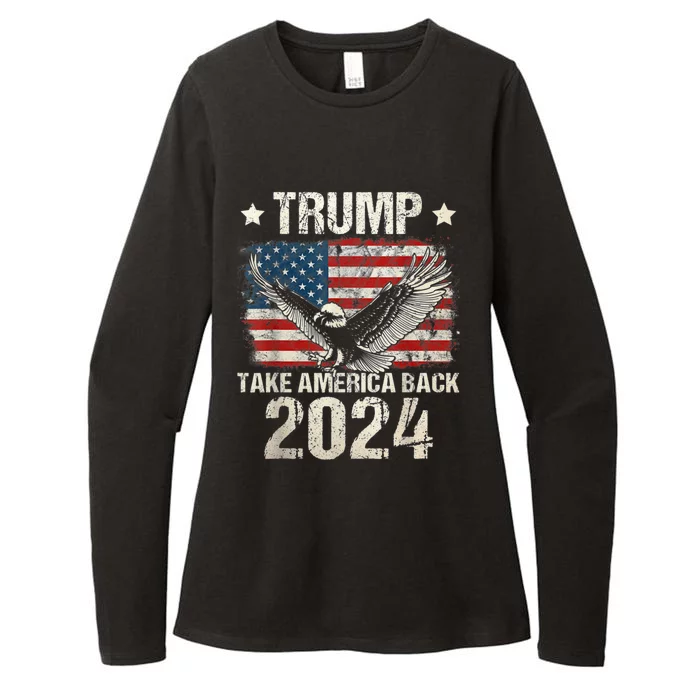 Trump 2024 Flag Take America Back Men Women Trump 2024 Womens CVC Long Sleeve Shirt