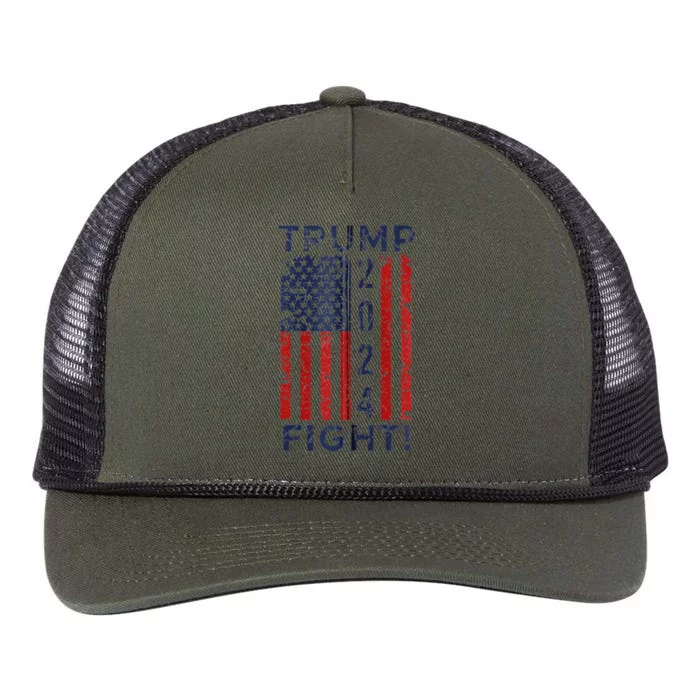 Trump 2024 Fight Fight Fight Trump President Election 2024 Retro Rope Trucker Hat Cap