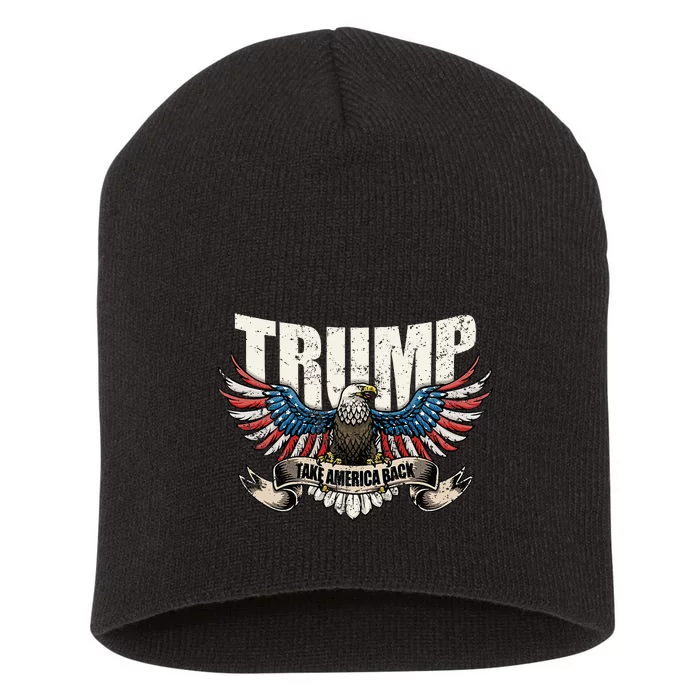 Trump 2024 Flag Take America Back Donald Trump Short Acrylic Beanie