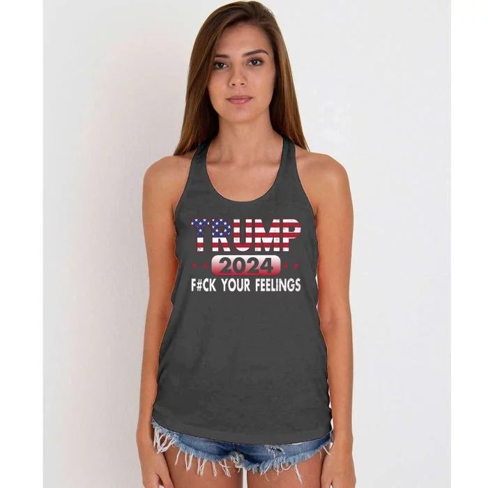 Trump 2024 Fuck Your Feelings President Women's Knotted Racerback Tank