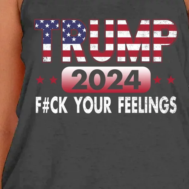 Trump 2024 Fuck Your Feelings President Women's Knotted Racerback Tank