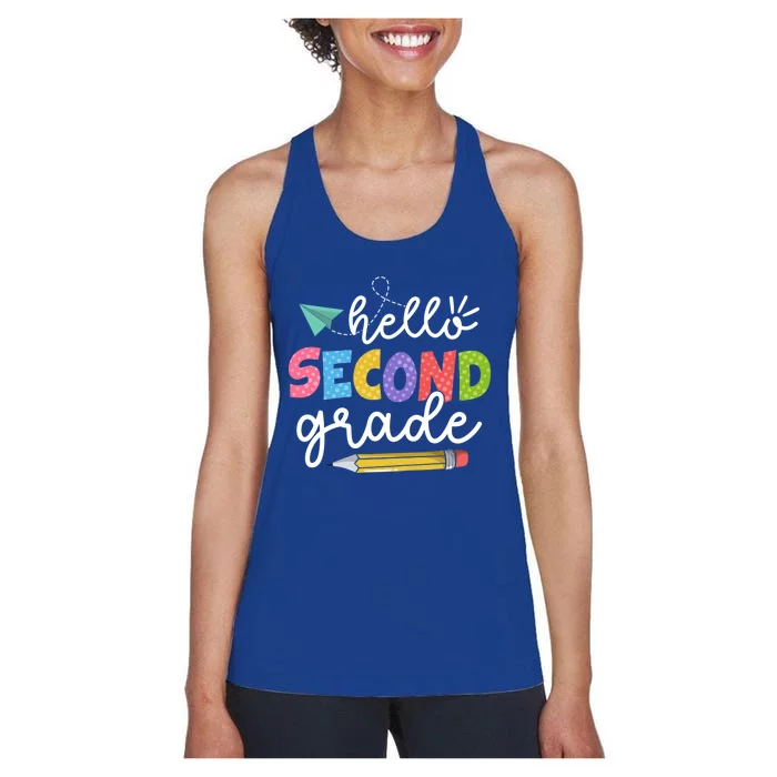 Team 2Nd Grade Squad Hello Second Grade Teacher Gift Women's Racerback Tank