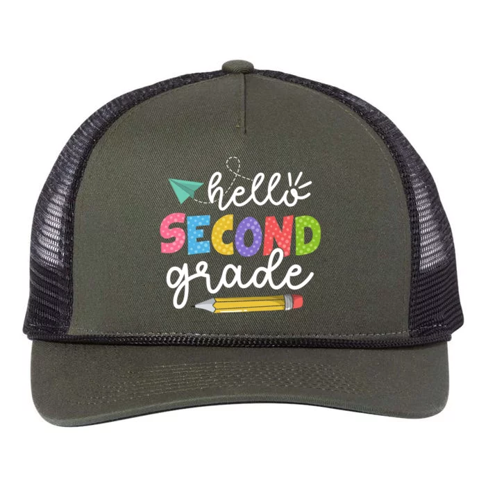 Team 2Nd Grade Squad Hello Second Grade Teacher Gift Retro Rope Trucker Hat Cap