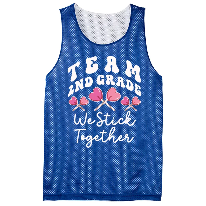 Team 2nd Grade We Stick Together Second Teacher Heart Sucker Gift Mesh Reversible Basketball Jersey Tank