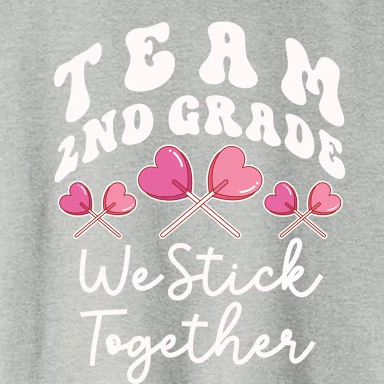 Team 2nd Grade We Stick Together Second Teacher Heart Sucker Gift Women's Crop Top Tee