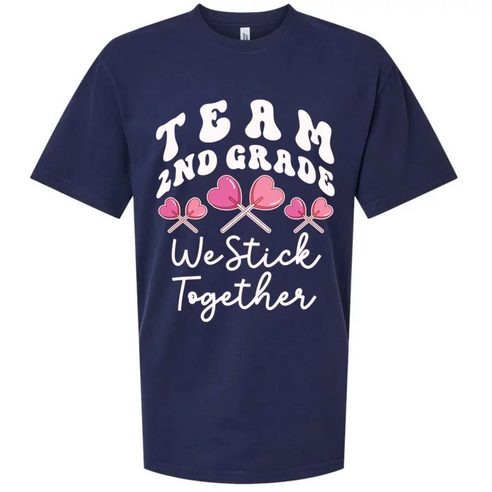 Team 2nd Grade We Stick Together Second Teacher Heart Sucker Gift Sueded Cloud Jersey T-Shirt