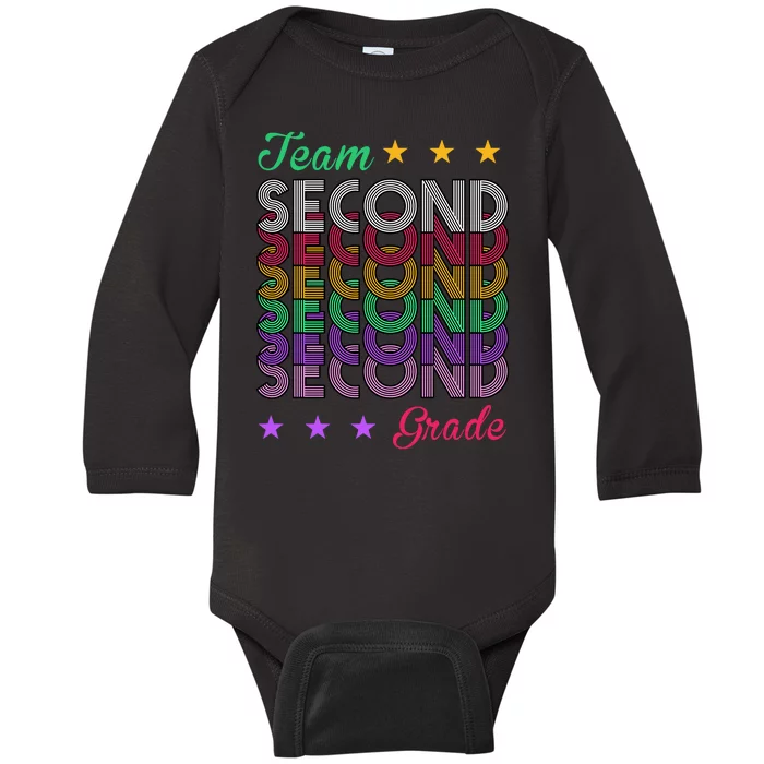 Team 2nd Grade Teacher Back To School Baby Long Sleeve Bodysuit