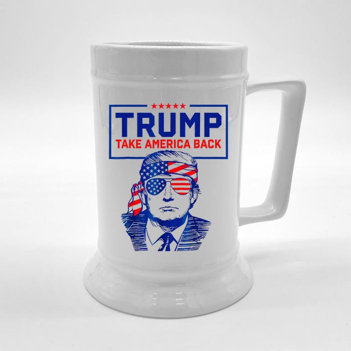 Trump 2024 Gifts American Flag Take America Back Front & Back Beer Stein