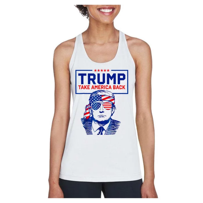 Trump 2024 Gifts American Flag Take America Back Women's Racerback Tank