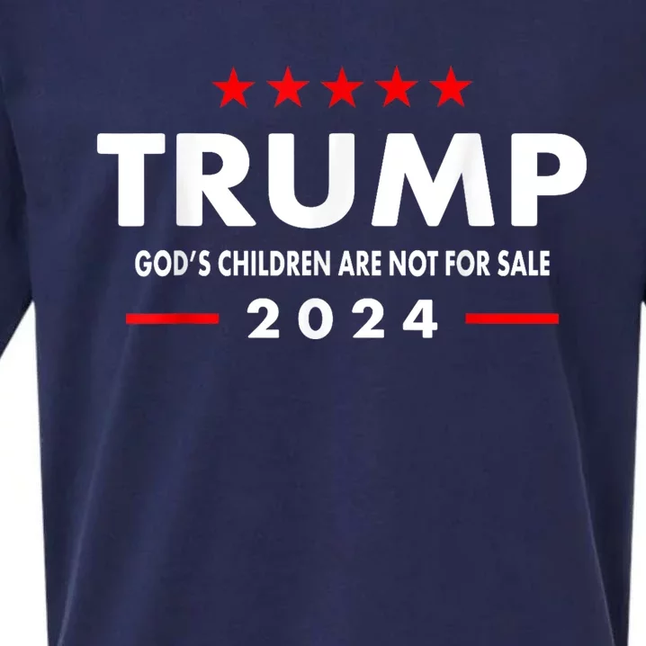 Trump 2024 Gods Children Are Not For Sale US Flag Christian Sueded Cloud Jersey T-Shirt