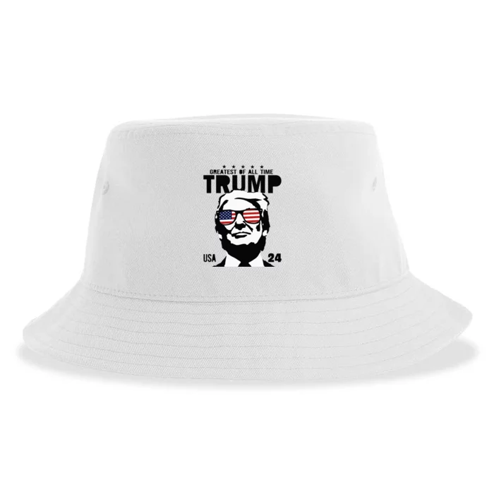 Trump 2024 Goat Never Surrender Bulletproof Teflon Don Sustainable Bucket Hat