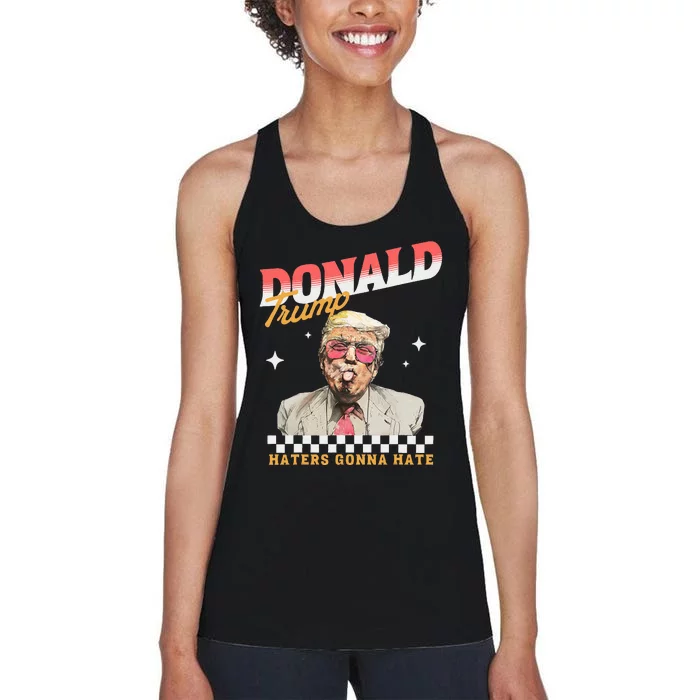 Trump 2024 Haters Gonna Hate Donald Preppy Edgy Women's Racerback Tank