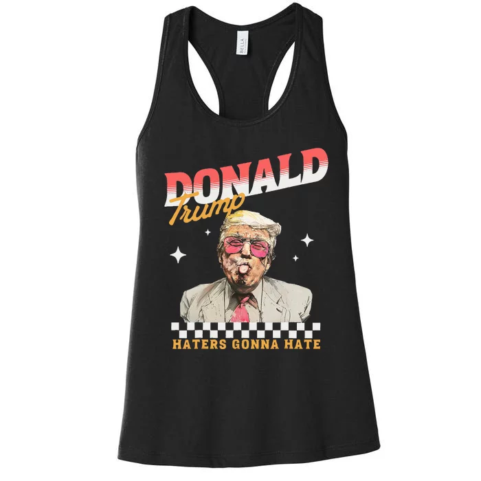 Trump 2024 Haters Gonna Hate Donald Preppy Edgy Women's Racerback Tank