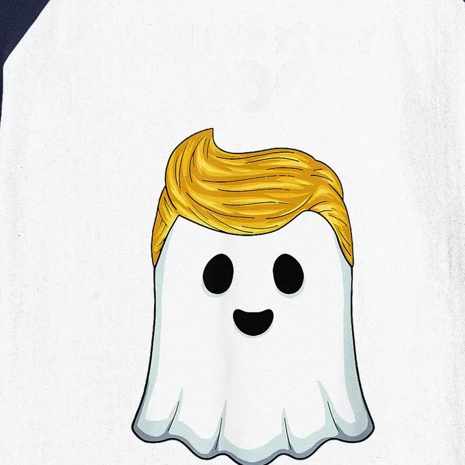 Trump 2024 Hair Funny Ghost Halloween Boo Baseball Sleeve Shirt