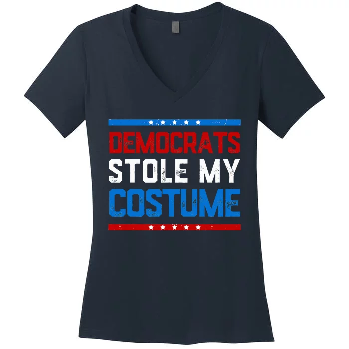 Trump 2024 Halloween Costume Democrats Stole My Costume Women's V-Neck T-Shirt