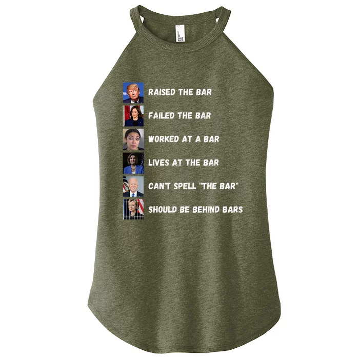 Trump 2024 Humorous Political Characters With Bar References Women’s Perfect Tri Rocker Tank