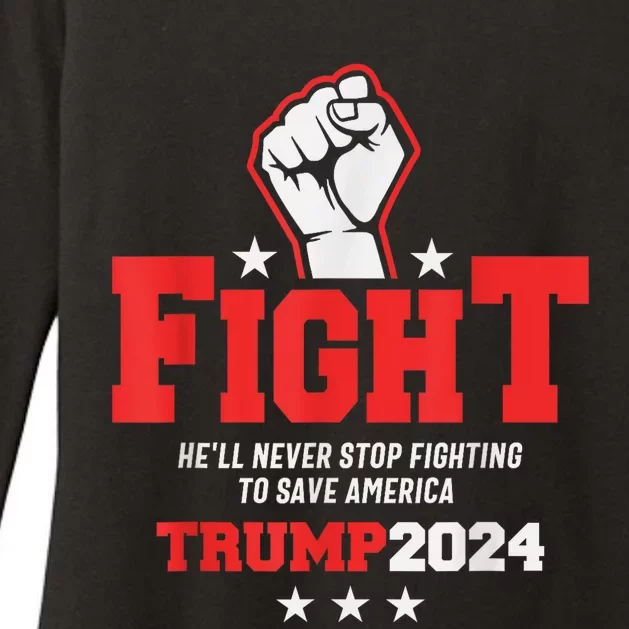 Trump 2024 HeLl Never Stop Fighting To Save America Womens CVC Long Sleeve Shirt