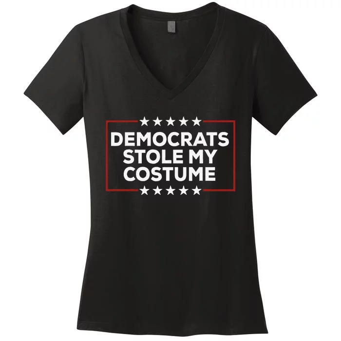 Trump 2024 Halloween Costume Democrats Stole My Costume Gift Women's V-Neck T-Shirt