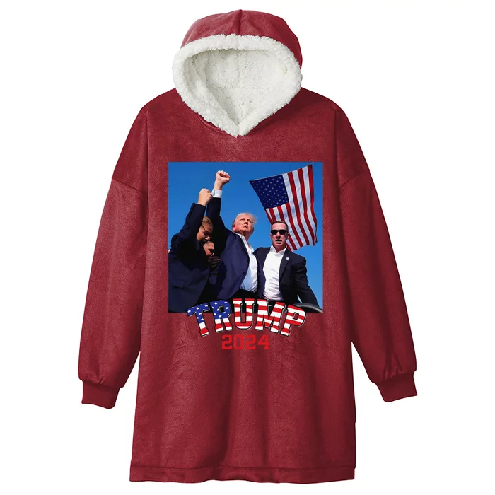 Trump 2024 HeLl Never Stop Fighting To Save America Hooded Wearable Blanket