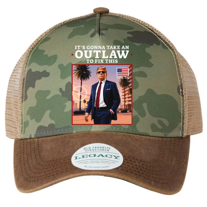 Trump 2024 ItS Gonna Take An Outlaw Hillbilly Felon To Fix Legacy Tie Dye Trucker Hat