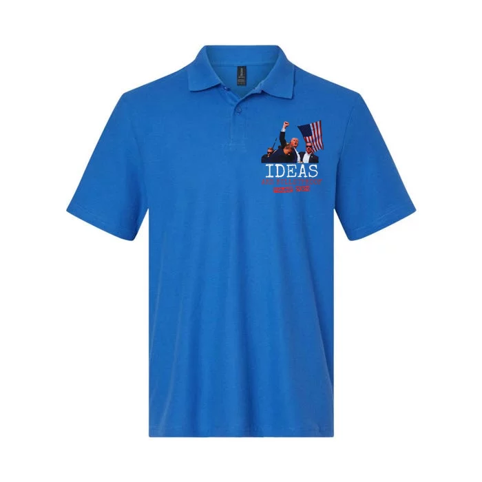 Trump 2024 Ideas Are Bulletproof Bold Design Softstyle Adult Sport Polo