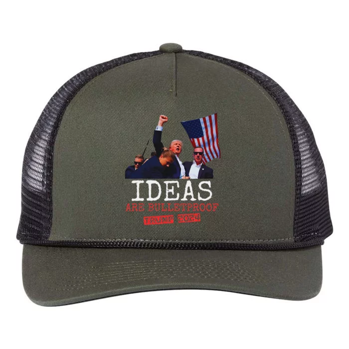 Trump 2024 Ideas Are Bulletproof Bold Design Retro Rope Trucker Hat Cap