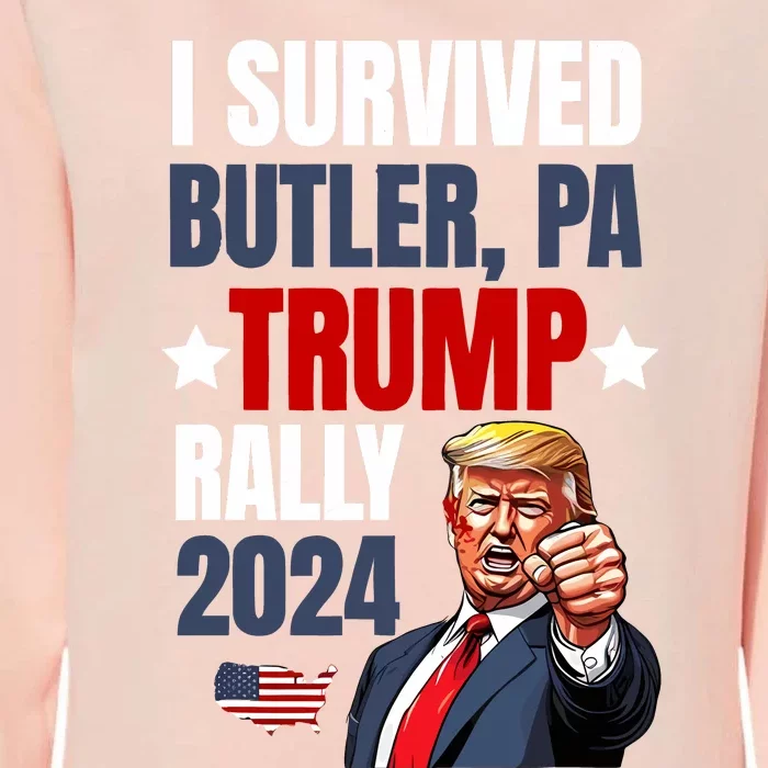 Trump 2024 I Survived Trump Rally Butler Pa Shooting Ear Womens California Wash Sweatshirt