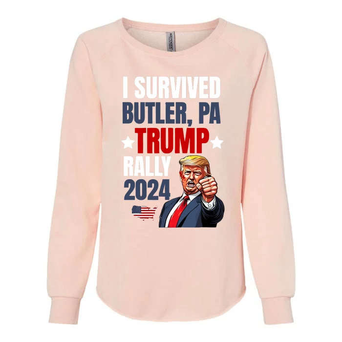 Trump 2024 I Survived Trump Rally Butler Pa Shooting Ear Womens California Wash Sweatshirt