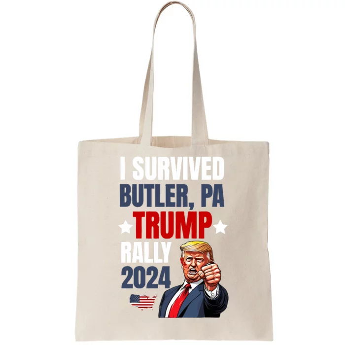 Trump 2024 I Survived Trump Rally Butler Pa Shooting Ear Tote Bag