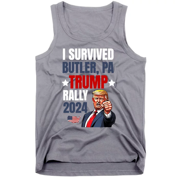 Trump 2024 I Survived Trump Rally Butler Pa Shooting Ear Tank Top